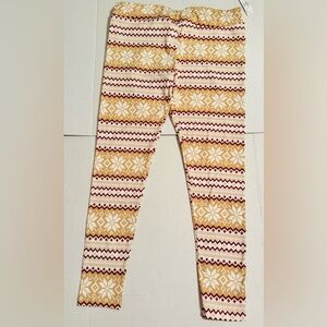 XL 16/18 Time and Tru Ladies Snowflake Pattern Leggings - Cream and Brown